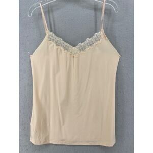 New Uwila‎ Warrior Camisole Womens Size L Tan Adjustable Strap Stretch Lace Trim